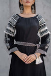 Black Cotton Embroidered Dress