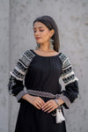 Black Cotton Embroidered Dress