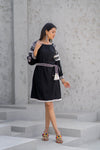 Black Cotton Embroidered Dress