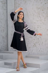 Black Cotton Embroidered Dress