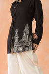 Black and White Boho Shirt Collar Co-Ord Set