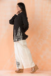 Black and White Boho Shirt Collar Co-Ord Set