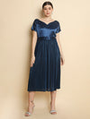Blue Solitaire pleated dress