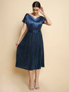 Blue Solitaire pleated dress