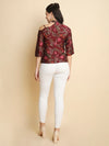 Cut shoulder Maroon FLORAL TOP