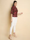 Cut shoulder Maroon FLORAL TOP