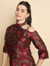 Cut shoulder Maroon FLORAL TOP