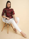 Cut shoulder Maroon FLORAL TOP