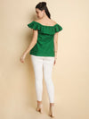 Green cotton schiffli top