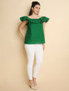 Green cotton schiffli top