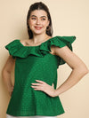 Green cotton schiffli top
