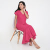 Hot Pink Cotton Schiffli DRESS