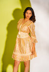 Peach Gold Radiance Mini Dress