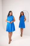 Blue A-line Schiffli dress