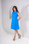 Blue A-line Schiffli dress