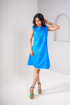 Blue A-line Schiffli dress