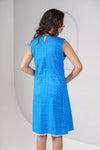 Blue A-line Schiffli dress