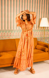 Rust Bloom Embroidered Kaftan