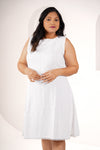 White A-line Schiffli dress