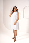 White A-line Schiffli dress