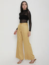 Allured Flared Pants with cross pockets - Beige